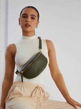 Elie Beaumont Olive Green Leather Sling